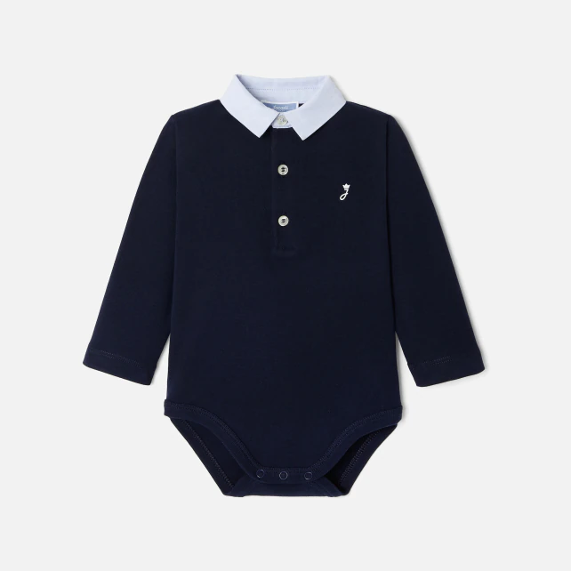 Baby boy bodysuit with Oxford collar