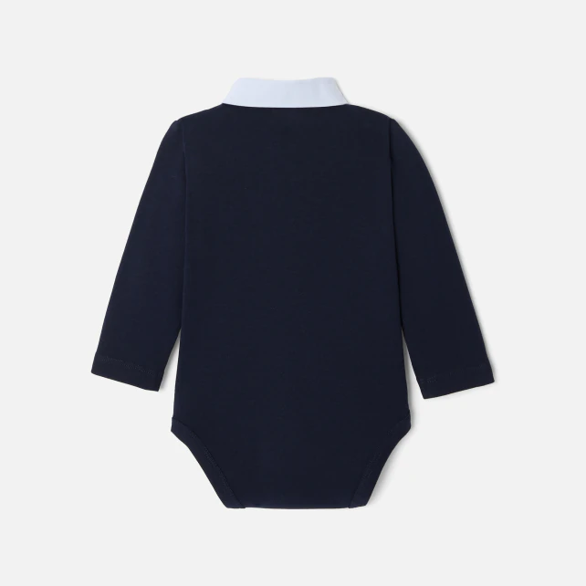 Baby boy bodysuit with Oxford collar