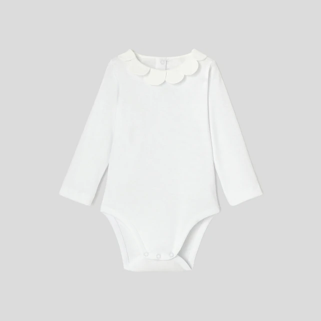 Baby girl bodysuit petal collar