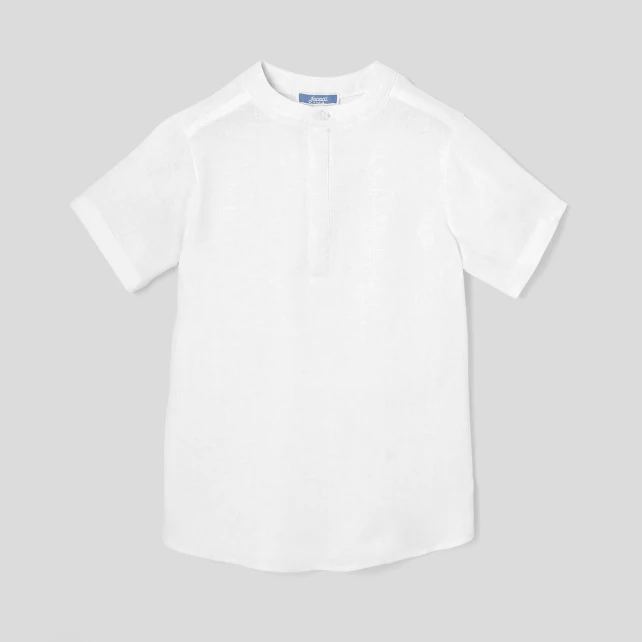 Boy linen Mandarin collar shirt