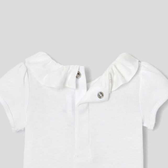 Baby girl bodysuit with ruffled collar