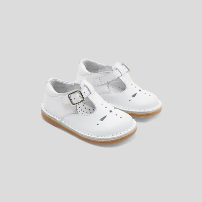 Unisex smooth leather T-strap shoes