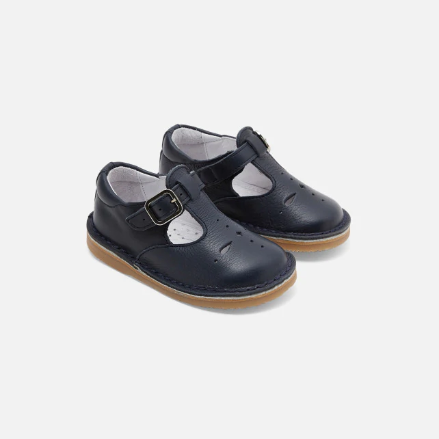 Unisex smooth leather t-bar shoes