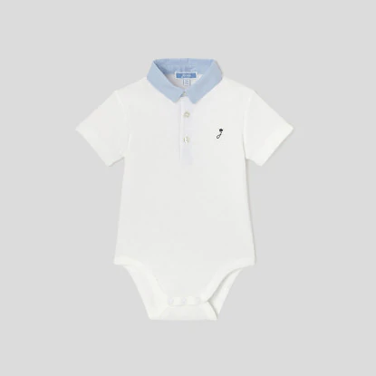 Baby boy bodysuit with Oxford collar