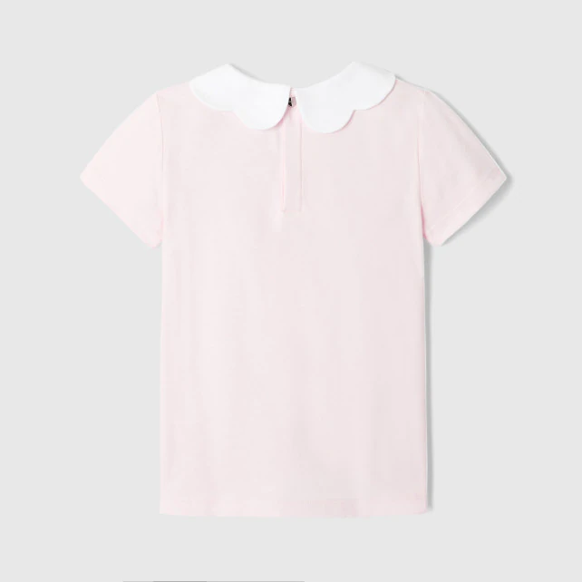 Girl polo shirt with scalloped collar