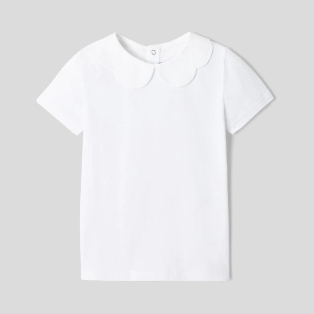 Girl polo shirt with scalloped collar