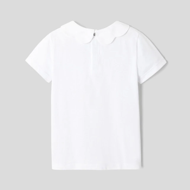 Girl polo shirt with scalloped collar