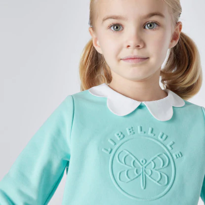 Girl polo shirt with scalloped collar