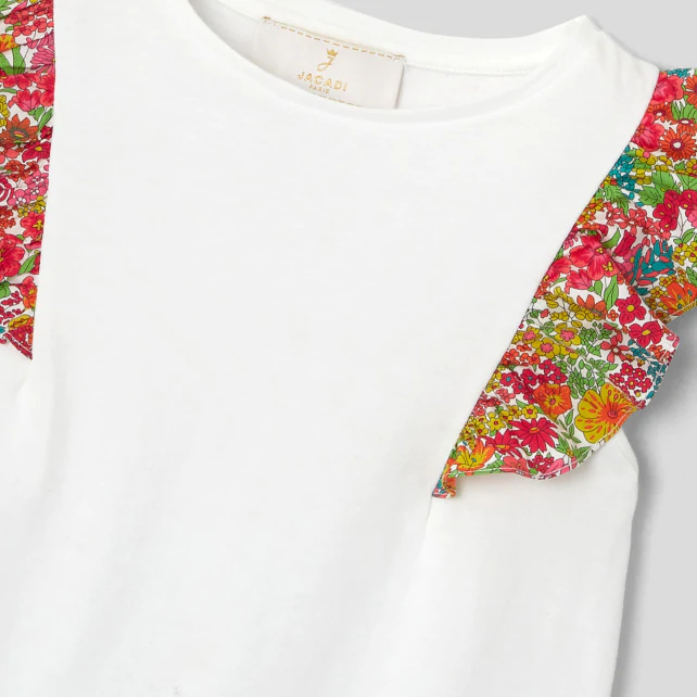 Girl T-shirt with Liberty sleeves