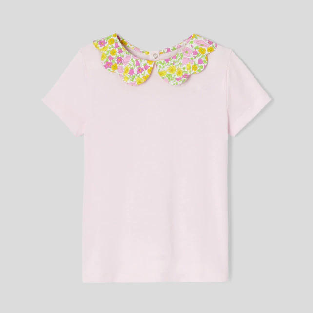 Girl Liberty fabric collar t-shirt