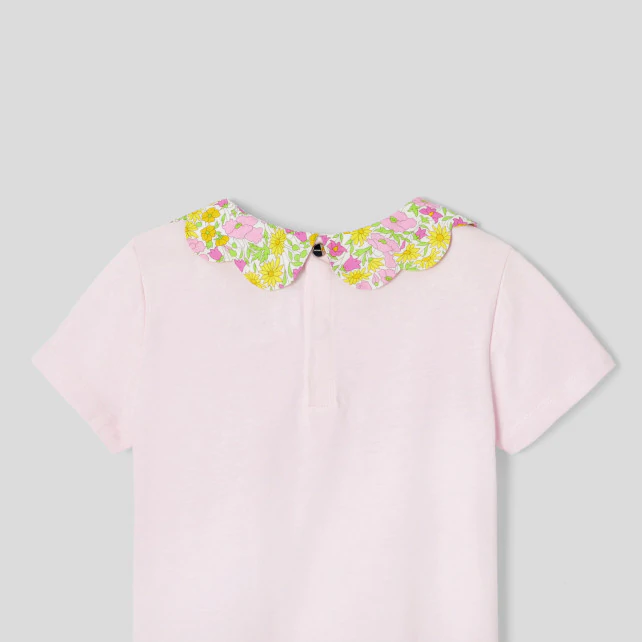 Girl Liberty fabric collar t-shirt