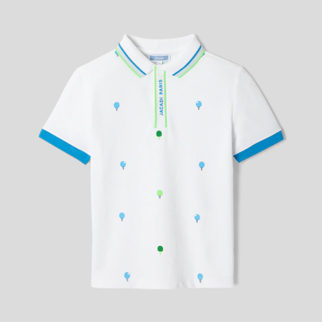 Boy polo shirt with racket pattern