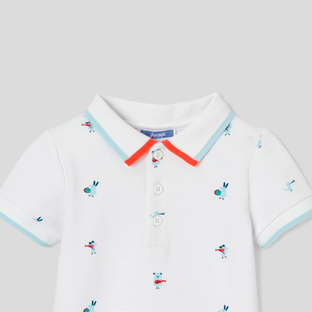 Baby boy polo shirt with dog motif