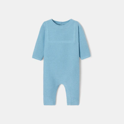 Baby boy jumpsuit in garter stitch