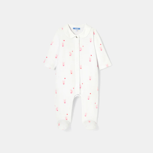 Baby girl pyjamas in printed velvet