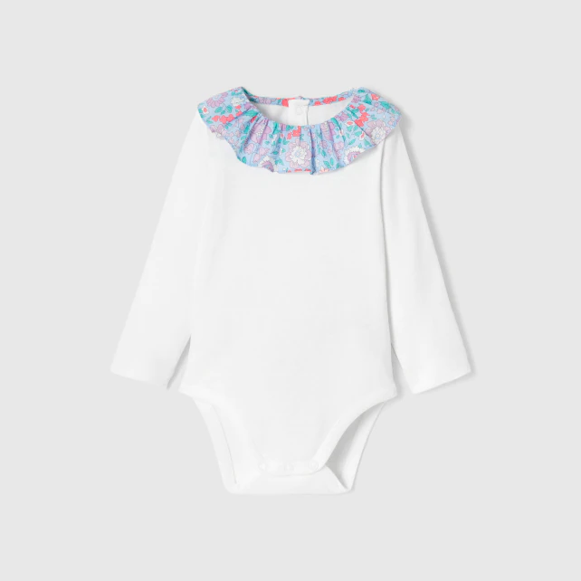 Baby girl bodysuit with Liberty collar