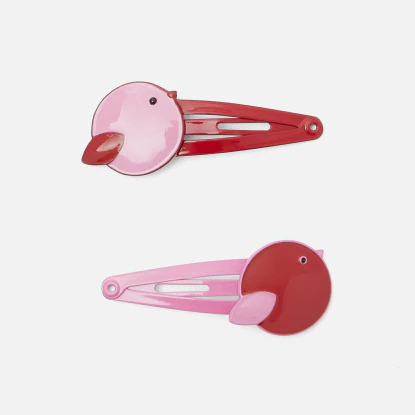 Baby girl barrettes duo with small bird 